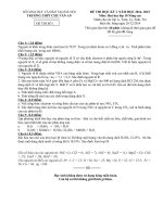 TRƯỜNG THPT CHU VĂN AN ĐỀ THI HỌC KỲ I  NĂM HỌC 2014- 2015 Hoá học lớp 10 Nâng cao