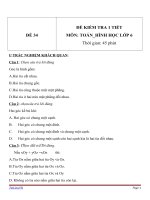 Đề kiểm tra 1 tiết môn Toán lớp 6 - Đề (34)
