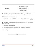 Đề kiểm tra 1 tiết môn Toán lớp 12 - Đề 11