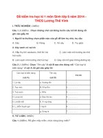 Đề thi học kì 1 lớp 6 môn Sinh THCS Lương Thế Vinh năm 2014