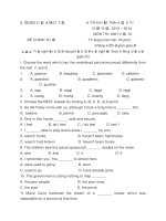 Đề thi học kì 1 lớp 10 môn tiếng anh năm 2014