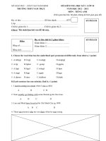 TRƯỜNG THPT NAM TRỰC ĐỀ KIỂM TRA HỌC KÌ 1 LỚP 10 MÔN TIẾNG ANH