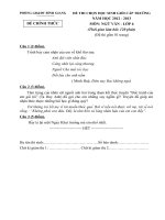 THCS BÌNH GIANG ĐỀ THI CHỌN HỌC SINH GIỎI CẤP TRƯỜNG MÔN NGỮ VĂN 6