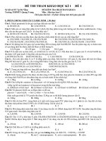 THPT QUANG TRUNG ĐỀ THI THAM KHẢO HỌC KÌ 1 Môn  Hóa học ban 12