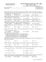 Đề thi thử tốt nghiệp Vật lí 12  THPT Lê Lợi, Thanh Hóa (Nguyễn Trung Thành) môn vật lý