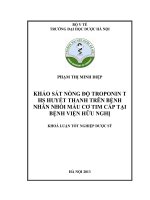 Khảo sát nồng độ troponin t HS huyết thanh trên bệnh nhân nhồi máu cơ tim cấp tại bệnh viện hữu nghị