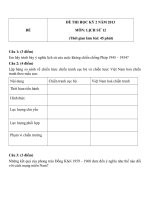 Đề thi học kì 2 môn lịch sử lớp 12 năm 2013 (chương trình nâng cao)