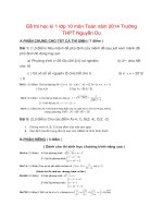 Đề thi học kì 1 lớp 10 môn Toán năm 2014 Trường THPT Nguyễn Du
