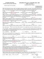 Đề thi thử chuyên Thái Bình 2015 môn vật lý