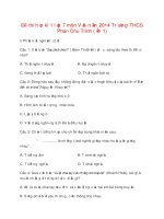 Đề thi học kì 1 lớp 7 môn Văn năm 2014 Trường THCS Phan Chu Trinh (Đề 1)