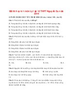 Đề thi học kì 1 môn Lý lớp 12 THPT Nguyễn Du năm 2014