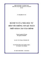 Hành vi của nhà đầu tư đối với thông tin kế toán trên báo cáo tài chính