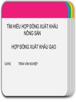 TÌM HIỂU HỢP ĐỒNG XUẤT KHẨU NÔNG SẢN HỢP ĐỒNG XUẤT KHẨU GẠO