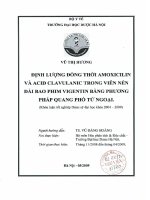 Định lượng đồng thời amoxicillin và acid clavulanic trong viên nén dài bao phim vigentin bằng phương pháp quang phổ tử ngoại