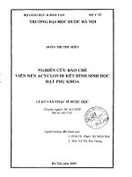 Nghiên cứu bào chế viên nén acyclovir kết dính sinh học đặt phụ khoa