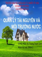 QUẢN LÝ TÀI NGUYÊN VÀ MÔI TRƯỜNG NƯỚC