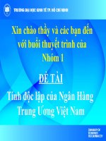 Tính độc lập của Ngân Hàng Trung Ương Việt Nam