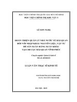 Hoàn thiện quản lý nhà nước về hải quan đối với nhập khẩu nguyên liệu, vật tư để sản xuất hàng xuất khẩu tại chi cục hải quan vĩnh phúc