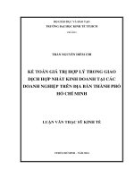 Kế toán giá trị hợp lý trong giao dịch hợp nhất kinh doanh tại các doanh nghiệp trên thành phố hồ chí minh