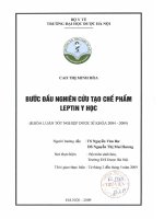 Bước đầu nghiên cứu chế tạo chế phẩm leptin y học