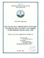 Xây dựng quy trình phân tích một số thuốc bảo vệ thực vật nhóm pyrethroid trong mẫu chè