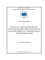 Đánh giá các nhân tố ảnh hưởng đến chất lượng hệ thống thông tin kế toán tại các doanh nghiệp vừa và nhỏ trên địa bàn Thành phố Hồ Chí Minh