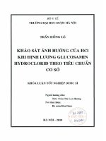 Khảo sát ảnh hưởng của HCl khi định lượng glucosamin hydroclorid theo tiêu chuẩn cơ sở