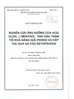 Nghiên cứu ảnh hưởng của acid oleic l   methol tin dầu tràm tới khả năng giải phóng và hấp thu qua da của ketoprofen