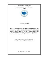 Hoàn thiện hệ thống kế toán để phục vụ công tác kiểm toán các khoản chi hoạt động trong đơn vị hành chính   trường hợp phòng giáo dục huyện mộc hóa