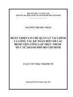 Hoàn thiện cơ chế quản lý tài chính và công tác kế toán đối với các bệnh viện công lập trực thuộc sở y tế thành phố hồ chí minh