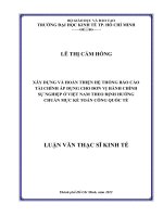 Xây dựng và hoàn thiện hệ thống báo cáo tài chính áp dụng cho đơng vị hành chính sự nghiệp ở việt nam theo định hướng chuẩn mực kế toán công quốc tế