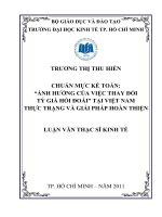 Chuẩn mực kế toán  ảnh hưởng của việc thay đổi tỷ giá hối đoái tại việt nam thực trạng và giải pháp hoàn thiện