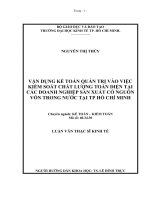 Vận dụng kế toán quản trị vào việc kiểm soát chất lượng toàn diện tại các doanh nghiệp sản xuất có nguồn vốn trong nước tại thành phố hồ chí minh
