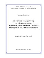 Tổ chức kế toán quản trị tại các doanh nghiệp hoạt động trong lĩnh vực logistics trên TPHCM