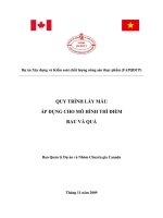 QUY TRÌNH LẤY MẪU ÁP DỤNG CHO MÔ HÌNH THÍ ĐIỂM RAU VÀ QUẢ