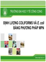 ĐỊNH LƯỢNG COLIFORMS VÀ E.COLI BẰNG PHƯƠNG PHÁP MPN