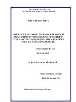 Hoàn thiện hệ thống tài khoản kế toán áp dụng cho đơn vị hành chính sự nghiệp ở việt nam theo định hướng tiếp cận chuẩn mực kế toán công quốc tế
