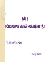 BÀI 3 TỔNG QUAN VỀ MÃ HÓA BỆNH TẬT, TS. PHẠM VĂN HÙNG, HÀ NỘI 9-2013