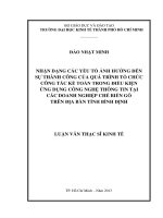 Nhận dạng các yếu tố ảnh hưởng đến sự thành công của quá trình tố chức công tác kế toán trong điều kiện ứng dụng công nghệ thông tin tại các doanh nghiệp chế biến gỗ trên địa bàn tỉnh bình định