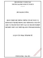 Hoàn thiện hệ thống thông tin kế toán và kiểm soát nội bộ trong chu trình mua nguyên liệu và thanh toán tiền tại các doanh nghiệp chế biến thủy sản trên địa bàn tỉnh khánh hòa