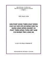 giải pháp hoàn thiện hoạt động cho vay đối với hộ nông dân tại ngân hàng nông nghiệp và phát triển nông thôn và phát triển nông thôn việt nam chi nhánh tỉnh long an
