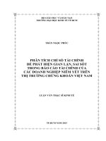 Phân tích chỉ số tài chính để phát hiện gian lận, sai sót trong báo cáo tài chính của các doanh nghiệp niêm yết trên thị trường chứng khoán việt nam