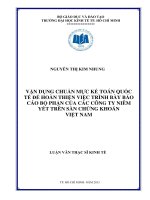 Vận dụng chuẩn mực kế toán quốc tế để hoàn thiện việc trình bày báo cáo bộ phận của các công ty niêm yết trên sàn chứng khoán việt nam