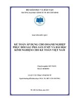 Kế toán áp dụng cho doanh nghiệp phục hồi sau phá sản ở mỹ và bài học kinh nghiệm cho kế toán việt nam