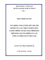 Xác định và đo lường mức độ ảnh hưởng của các nhân tố đến chất lượng thông tin kế toán trình bày trên báo cáo tài chính của các công ty niêm yết ở việt nam