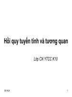 HỒI QUI TUYẾN TÍNH VÀ TƯƠNG QUAN, LỚP CN YTCC K10