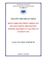 Hoàn thiện hệ thống thông tin kế toán trong môi trường thương mại điện tử tại công cổ phần VNG