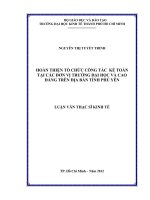 Hoàn thiện tổ chức công tác kế toán tại các đơn vị trường đại học và cao đẳng trên địa bàn tỉnh phú yên