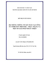 Hệ thống thông tin kế toán tại công ty TNHH provimi   thực trạng và một số giải pháp hoàn thiện