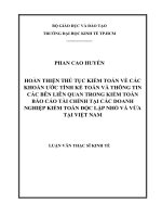 Hoàn thiện thủ tục kiểm toán các khoản ước tính kế toán và thông tin các bên liên quan trong kiểm toán báo cáo tài chính tại các doanh nghiệp kiểm toán độc lập nhỏ và vừa tại việt nam